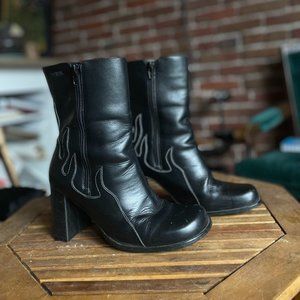 Harley Davidson Block heel flame boots